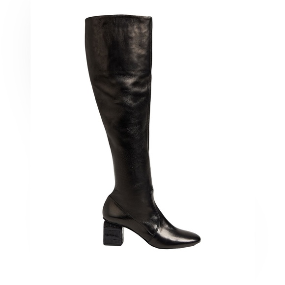 $1446 Ermanno Scervino Croc Effect Block Heel Tall‎ Over the Knee leather boots - Picture 2 of 10